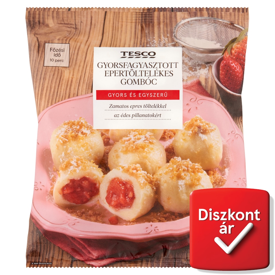 Tesco gyorsfagyasztott epertöltelékes gombóc 600 g