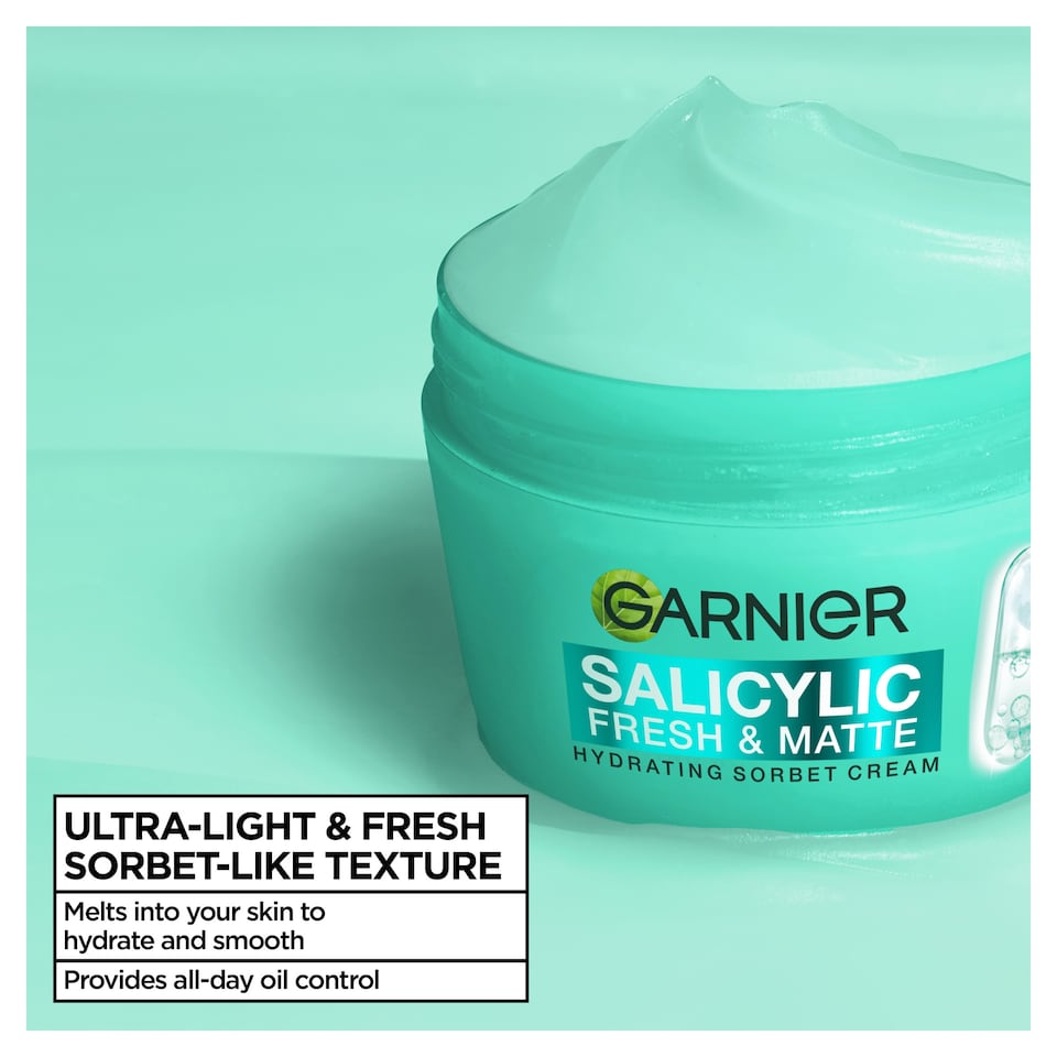 image 1 of Garnier Salycilic Fresh & Matte Sorbet Cream 85ml