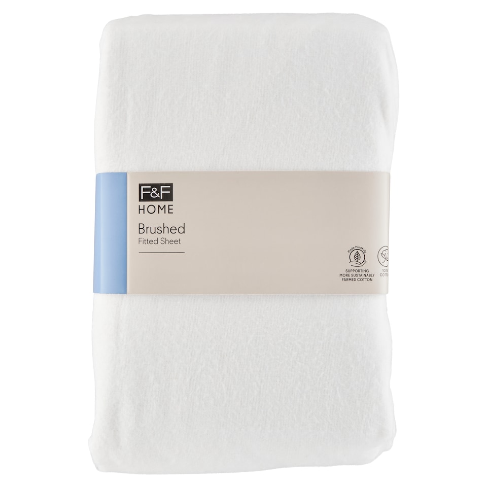 F&F Home White Brushed napínacia posteľná plachta 180 cm x 200 cm x 25 cm