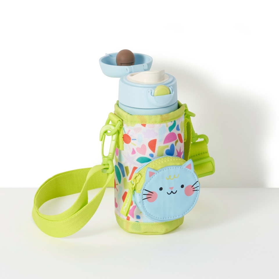 image 1 of Paperchase Terrazzo Cats Hydration Bottle with Strap