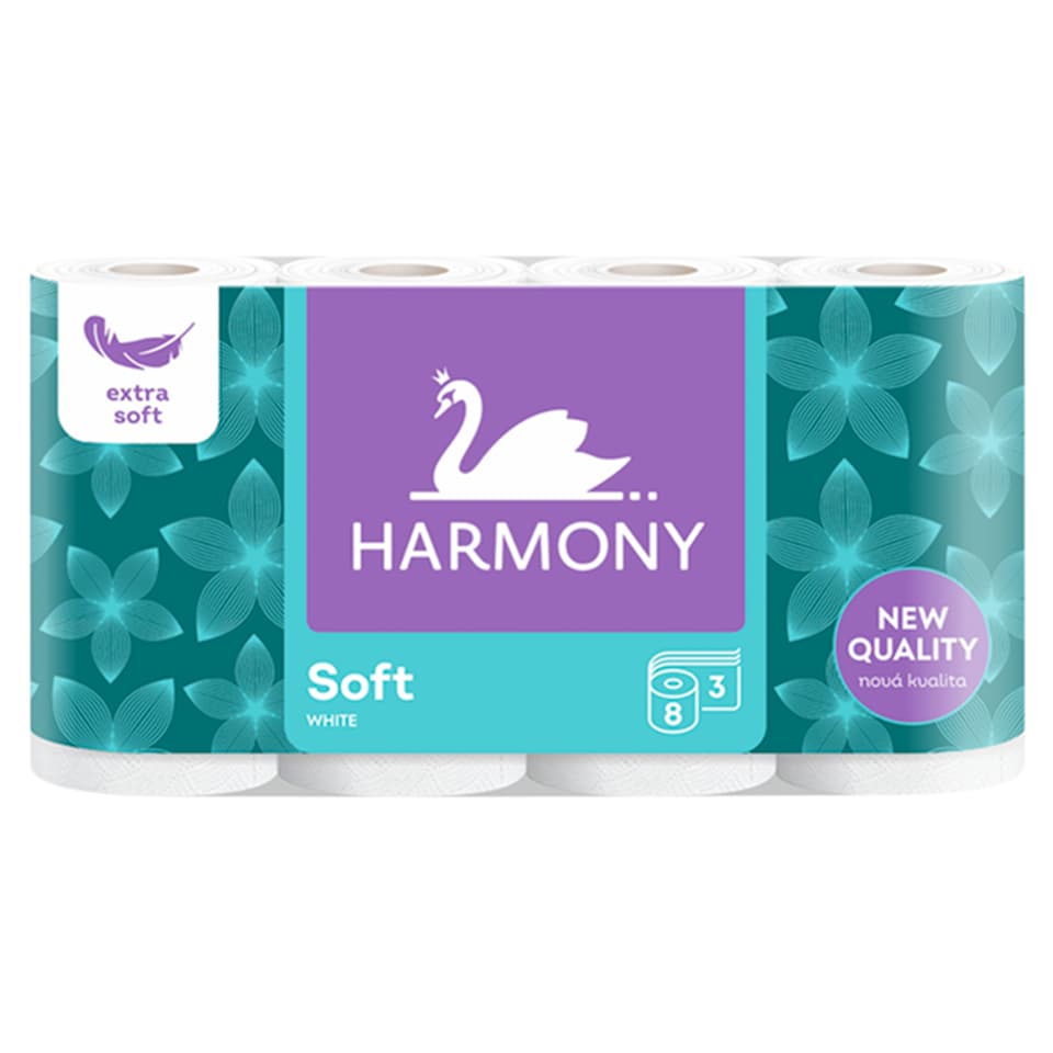 image 1 of Harmony Soft White Toilet Paper 3 Ply 8 pcs