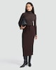 image 1 of F&F Textured Drawstring Bubble Midi Skirt in Chocolate