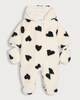 image 1 of F&F Baby Fleece Heart Print Pramsuit in Cream