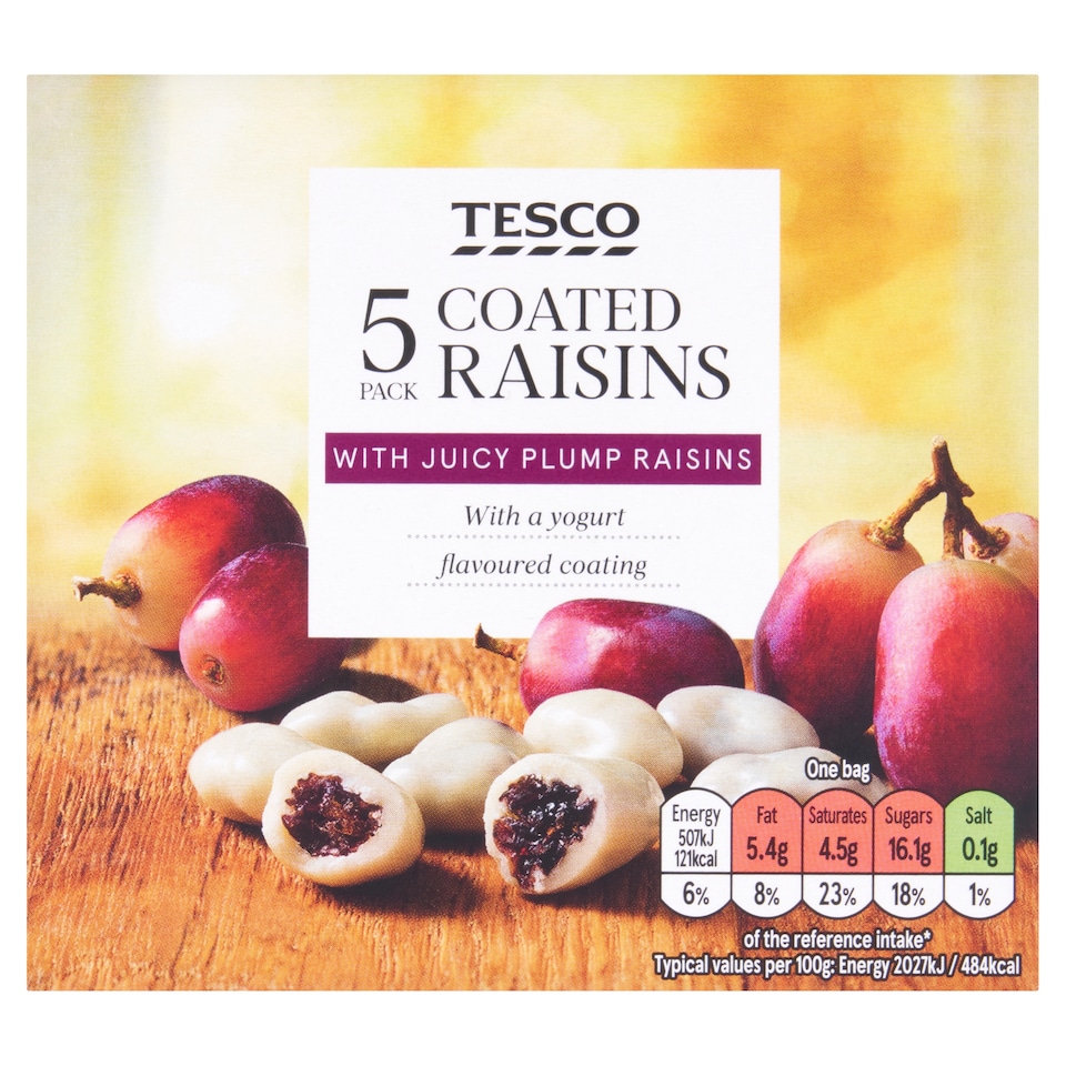 Tesco Coated Raisins - Yogurt Flavoured Coating 125g