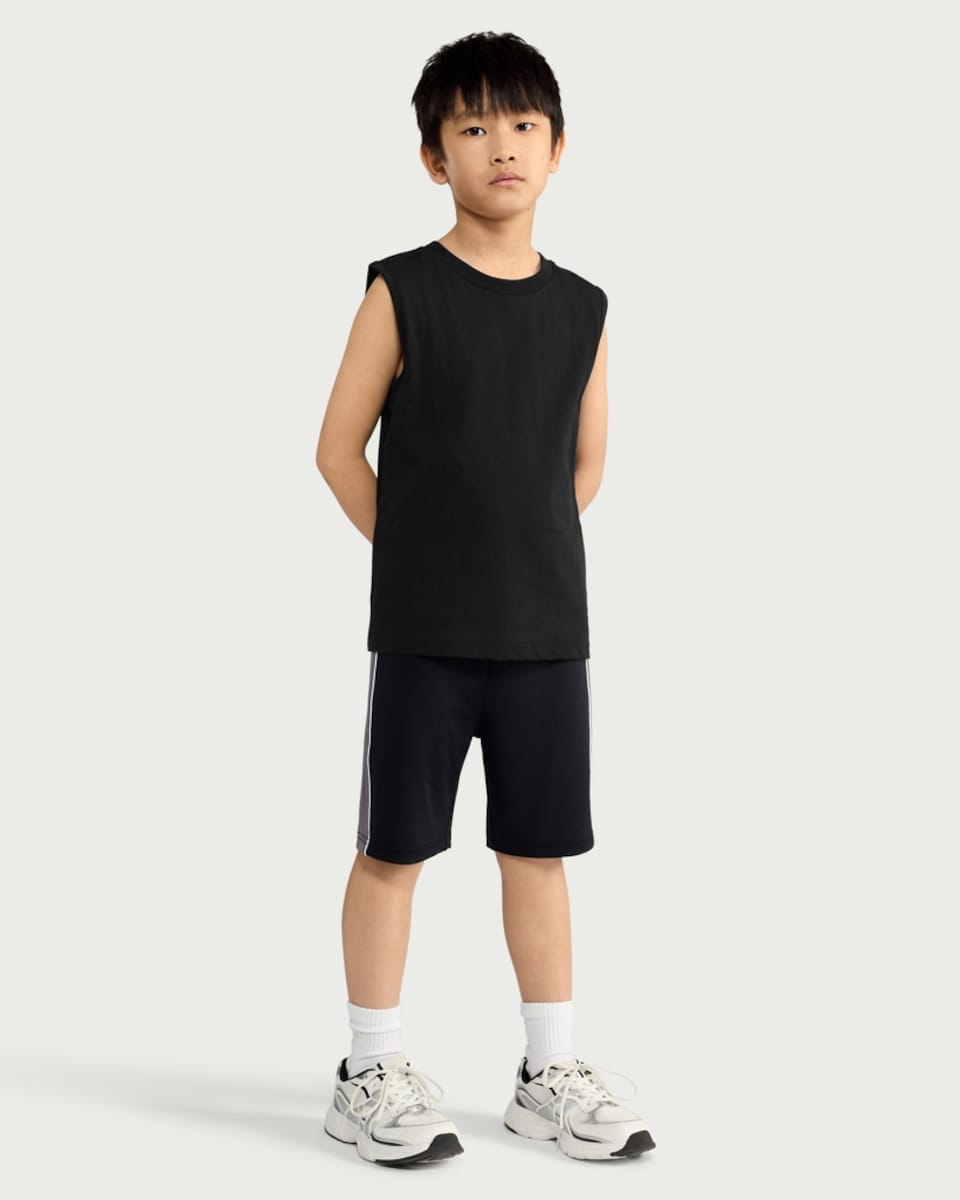 image 1 of F&F Boys Pure Cotton Oversized Fit Vest in Black