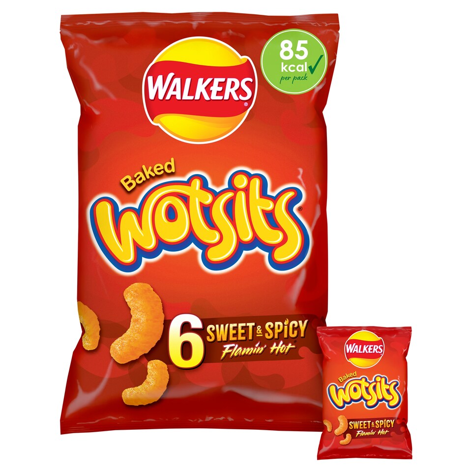 image 1 of Walkers Wotsits Flamin' Hot Multipack Crisps 6x16g