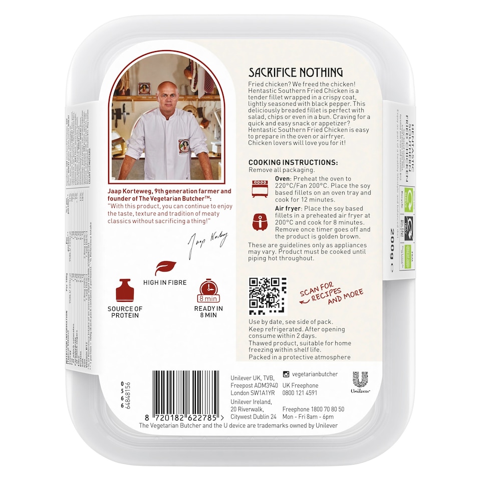 image 1 of The Vegetarian Butcher Vegan Hentastic Southern Fried Chicken Fillet 200g