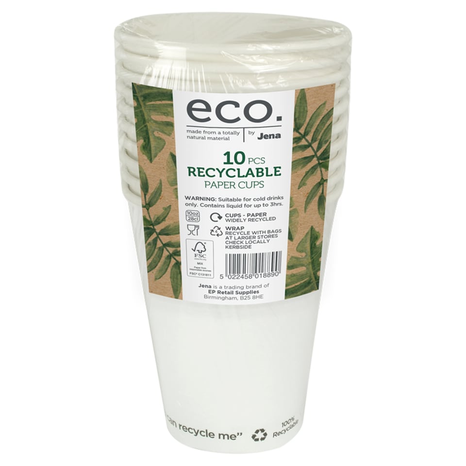 Paper Recyclable Cups 10Oz 10 Pack