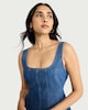 image 2 of F&F Pure Cotton Scoop Neck Sleeveless Mini Dress in Blue