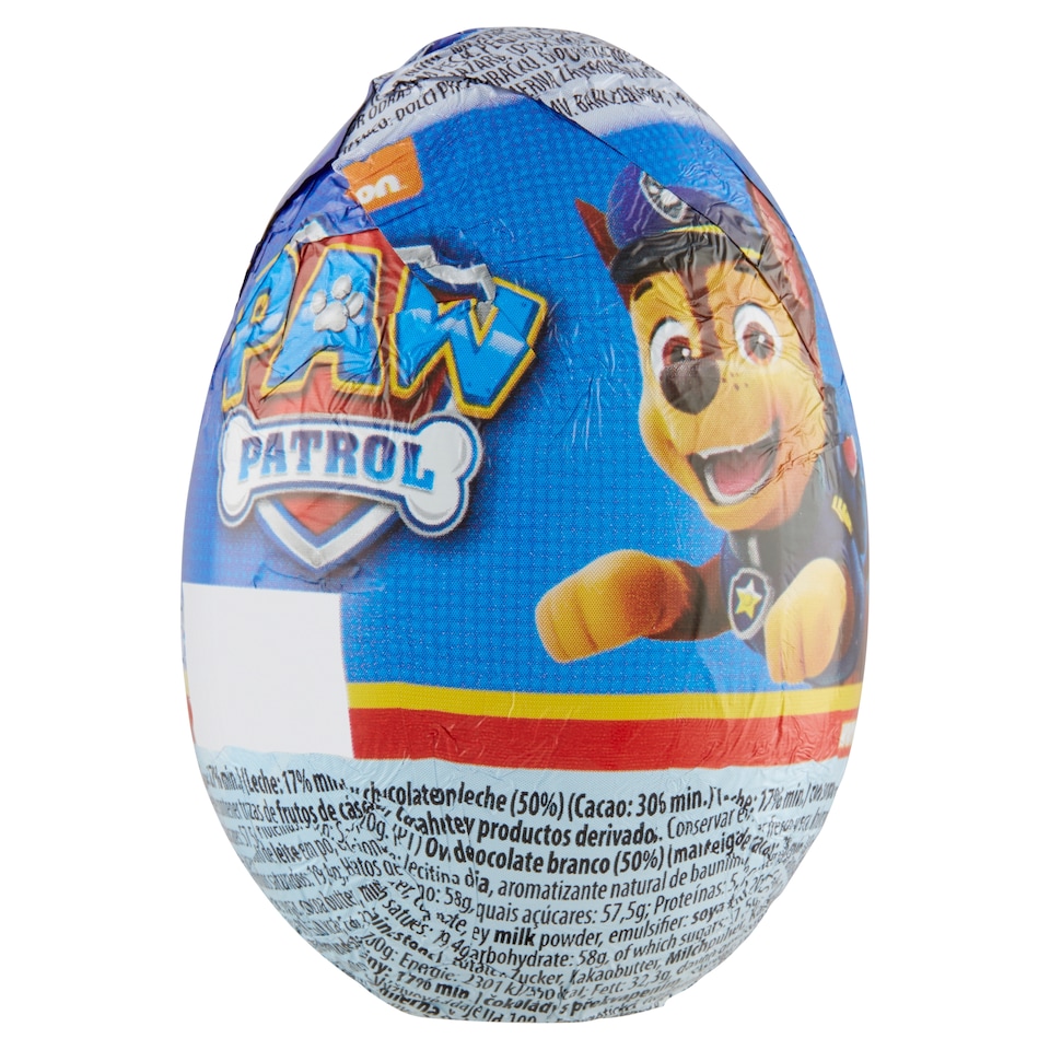 Obrázek 1 pro produkt Nickelodeon Paw Patrol vejce z bílé a mléčné čokolády s překvapením 20g