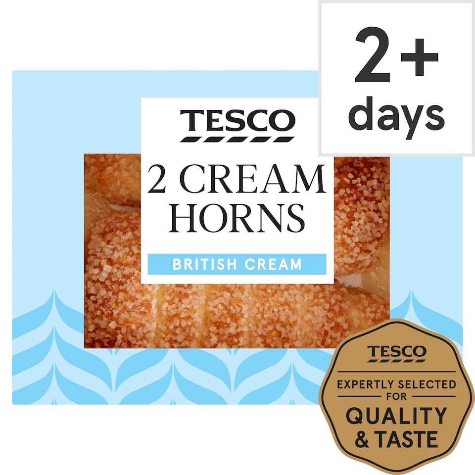 Tesco Fresh Cream Horns 2 Pack, 110 G