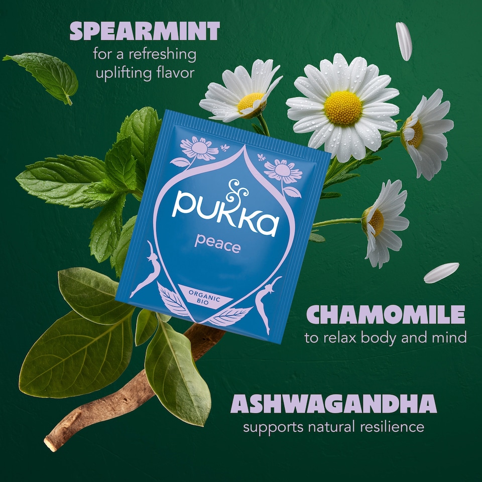 image 1 of Pukka Organic Peace Herbal Tea With Chamomile 20 Herbal Tea Bags 30g