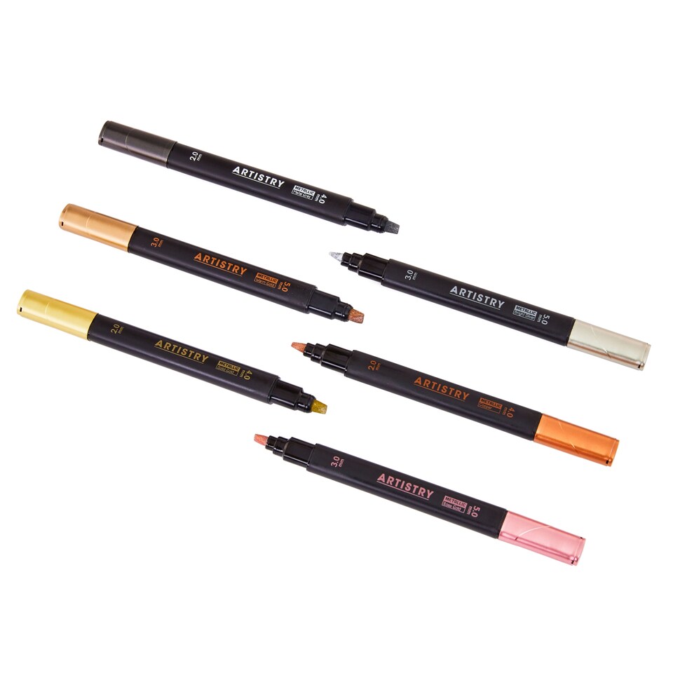 image 1 of Artistry 6pk Metallic Calligraphy Markers