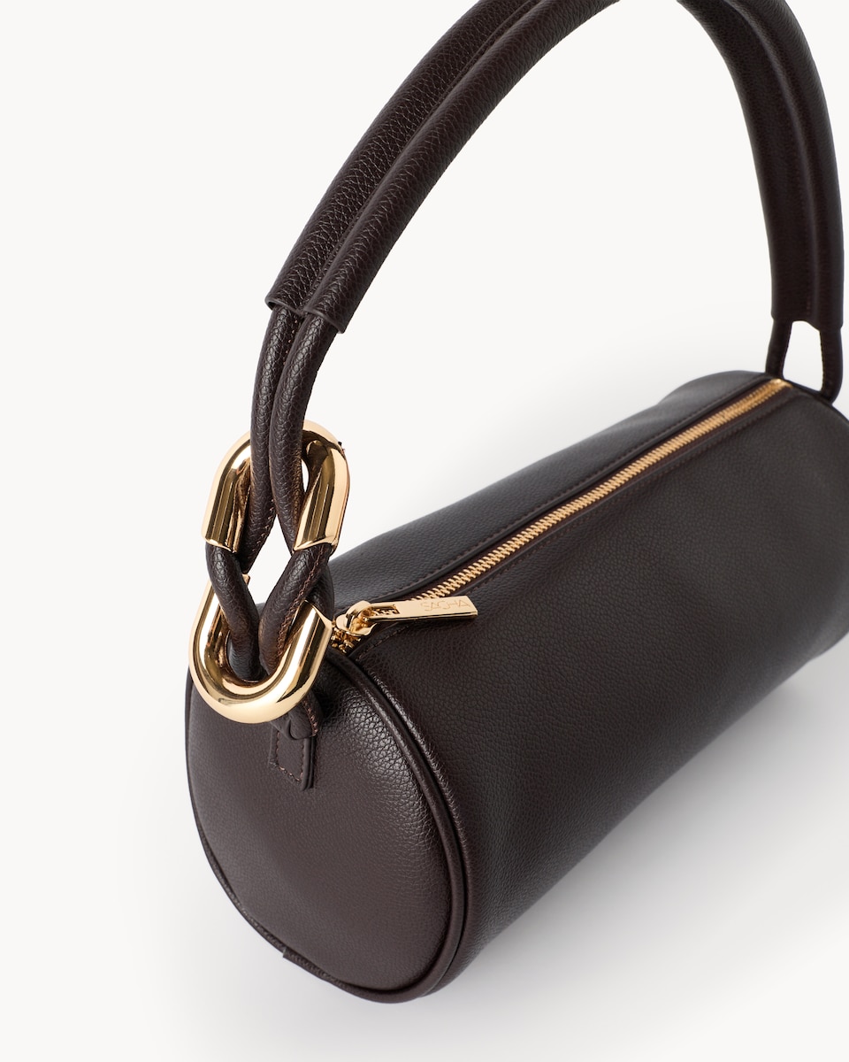 image 1 of SACHA Textured Shoulder Bag in Chocolate