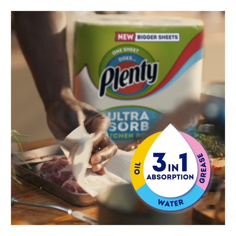 image 1 of Plenty Ultrasorb Kitchen Roll 4 Rolls