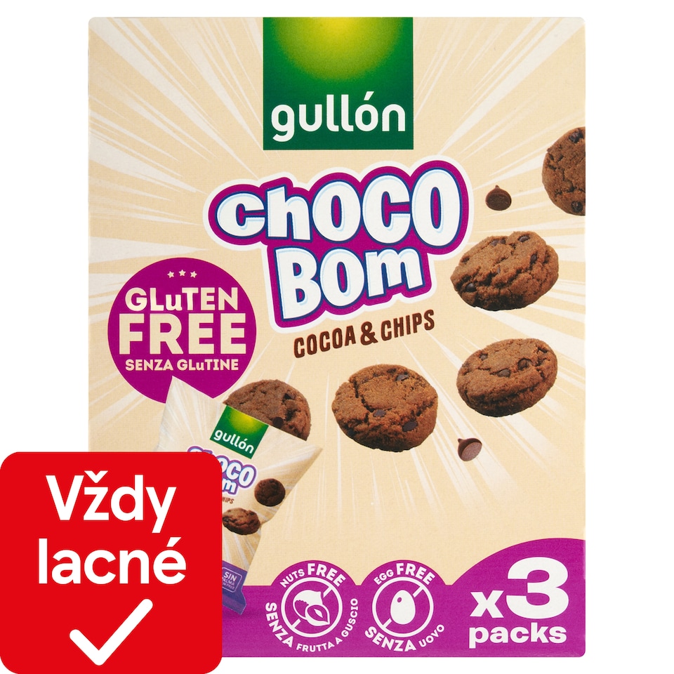 obrázok 1 z Gullón Choco Bom bezgluténové sušienky s kúskami čokolády 3 x 40 g (120 g)
