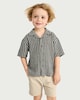 image 6 of F&F Boys Cotton Rich Striped Button-Up Shirt in Multi Black White