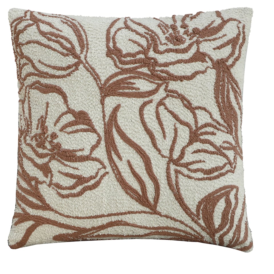 F&F Home Cream Floral Stitched Boucle Cushion 45x45cm