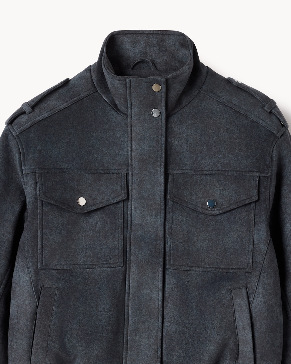 image 1 of F&F Faux Suede Funnel Neck Jacket in Grey