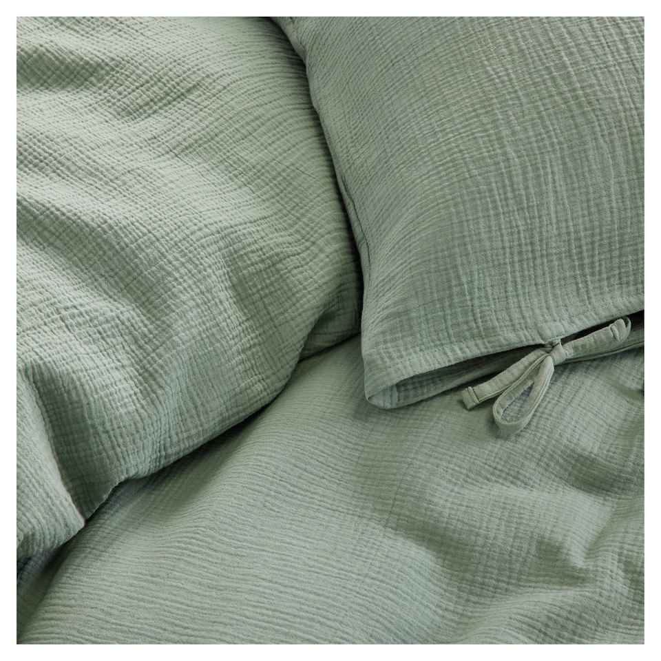 image 1 of F&F Home Bedding Muslin Sage Duvet Set King