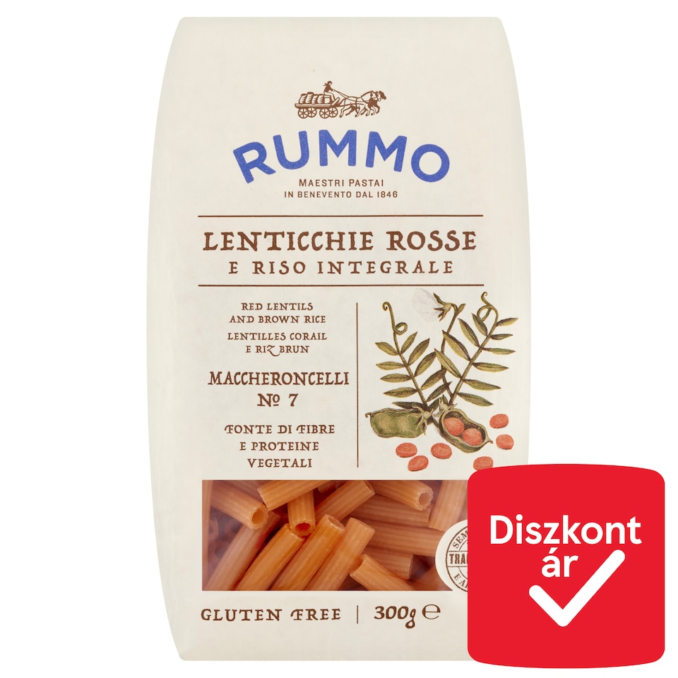 Rummo Maccheroncelli Gluten Free Dry Pasta Made from Red Lentils and Brown Rice 300 g