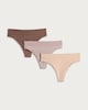 image 4 of F&F 3-Pack Ribbed Thongs in Neutral