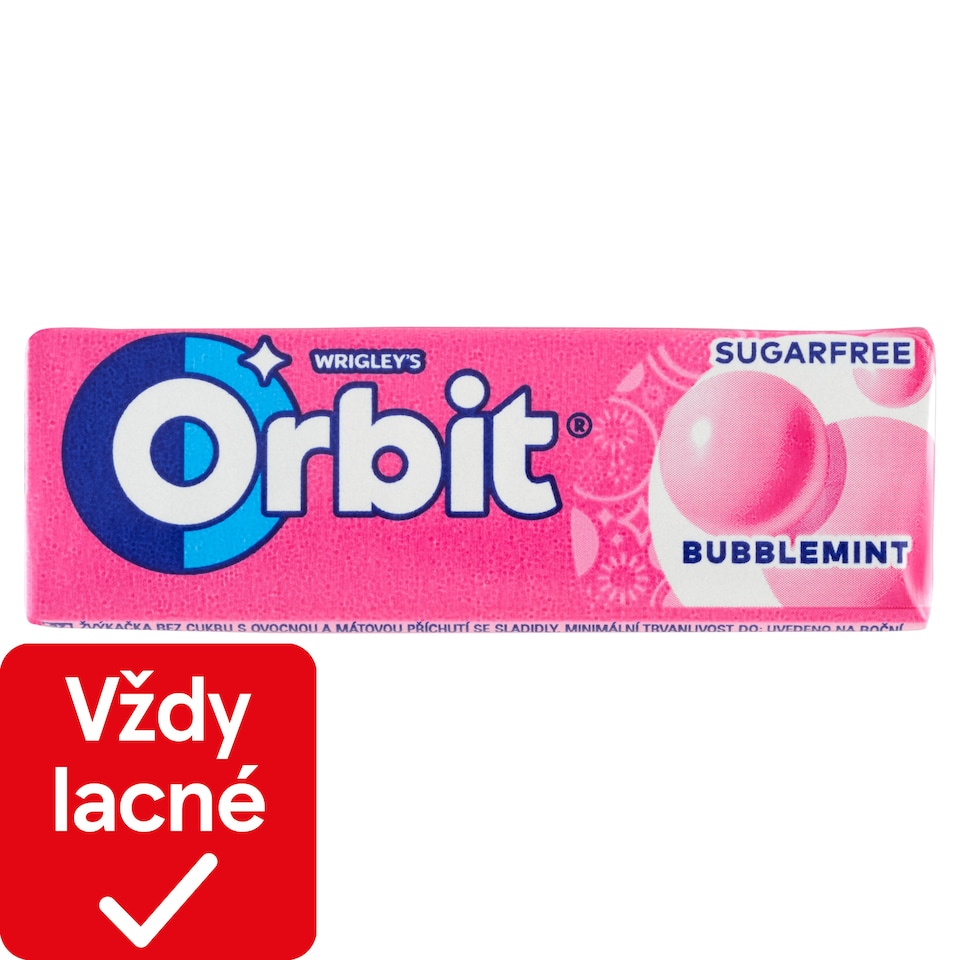 obrázok 1 z Wrigley's Orbit Bubblemint žuvačka bez cukru s ovocnou a mätovou príchuťou 10 ks 14 g