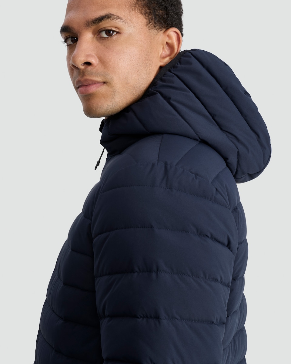 image 1 of F&F Hooded Shower Resistant Puffer Jacket in Navy