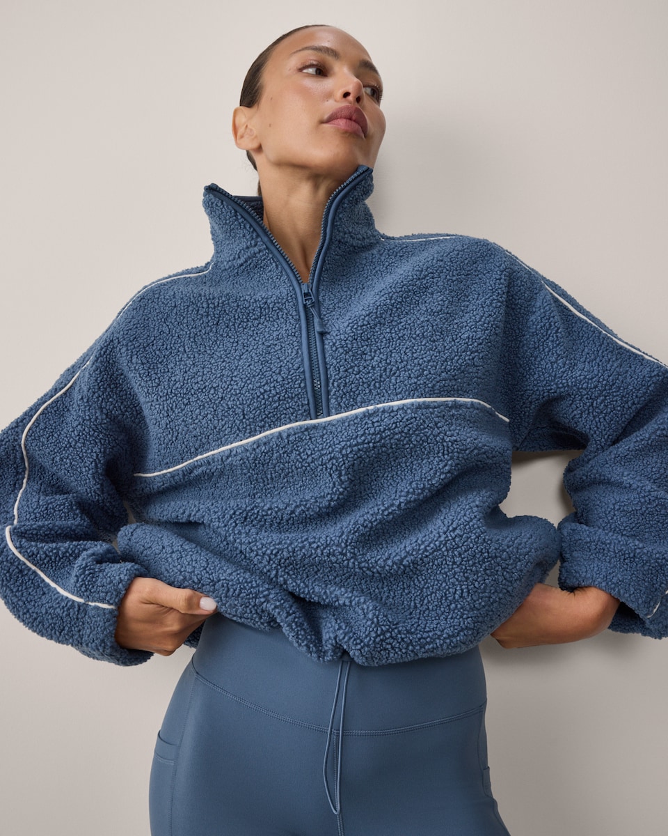 image 1 of F&F Active OUTDOOR Fleece Half Zip Jacket in Blue
