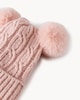 image 2 of F&F Girls Cable Knit Pom Pom Beanie Hat in Pink