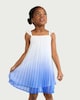 image 1 of F&F Girls Pleated Ombre Ruffle Strap Dress in Blue