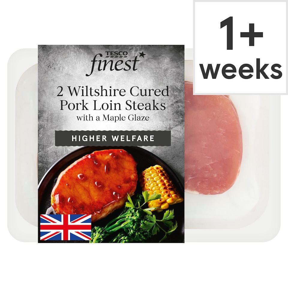Tesco Finest 2 Wiltshire Cured Pork Loin Steak with Canadian Maple Glaze 400g