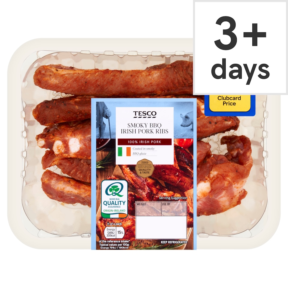 Tesco Smoky BBQ Irish Pork Ribs 450g