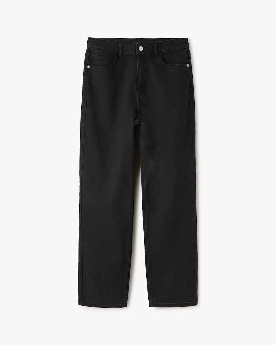 image 1 of F&F High Rise Straight Leg Jeans in Black