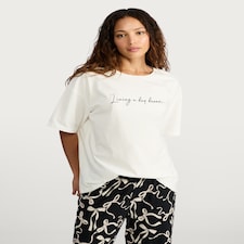 F&F Pure Cotton Living a Day Dream Pyjama T-Shirt in White