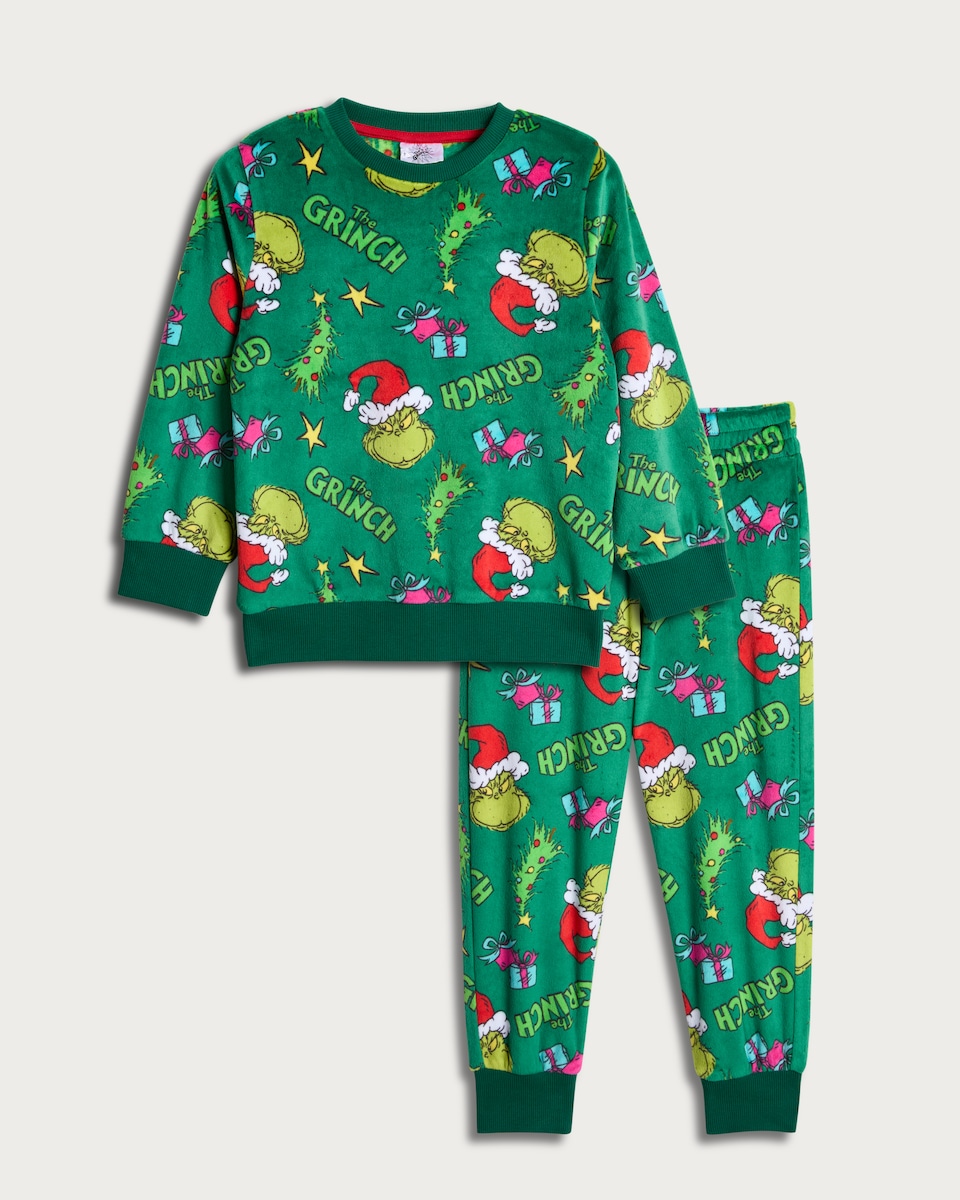 image 1 of The Grinch Minky Fleece Pyjamas in Green