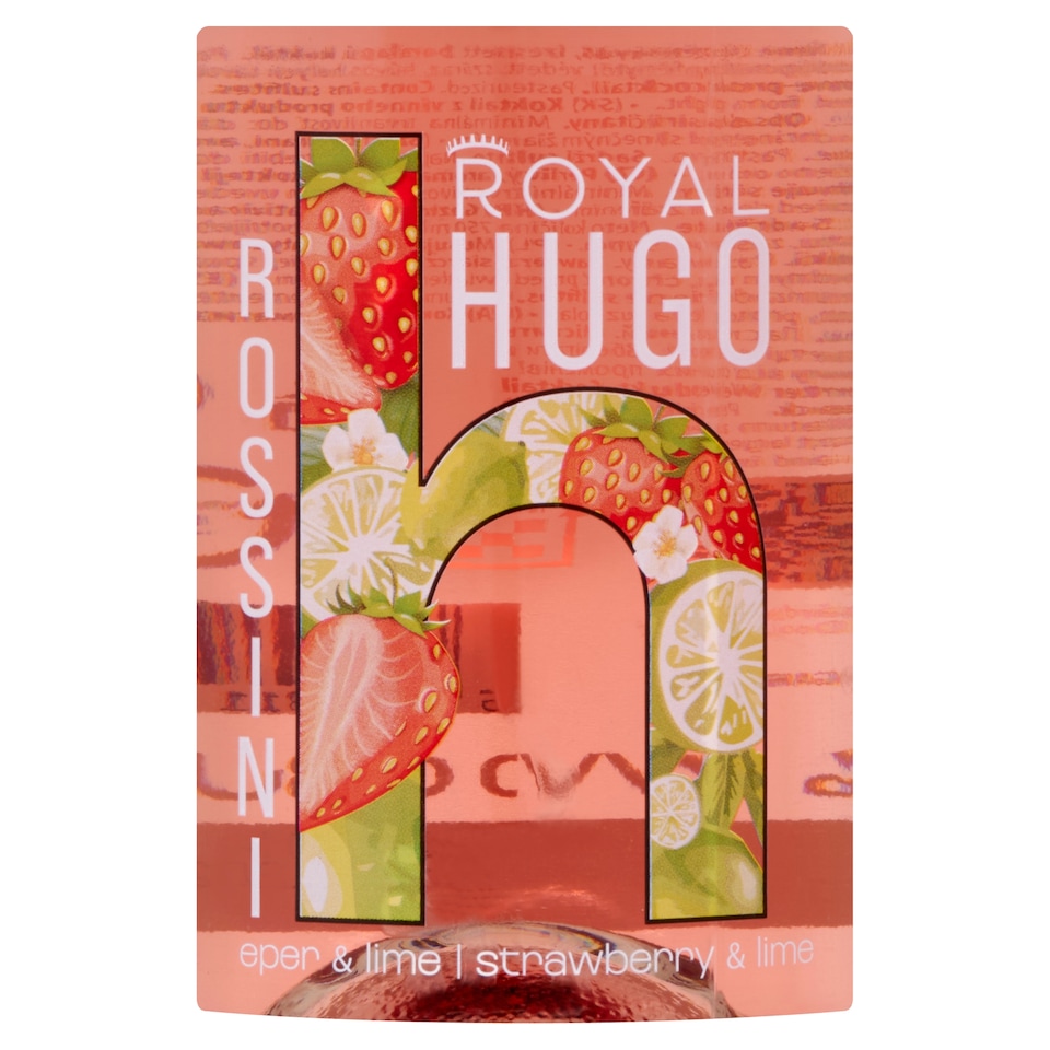 Royal Hugo Rossini eper és lime ízű, szénsavas, ízesített boralapú koktél 7,3% 750 ml  1. kép