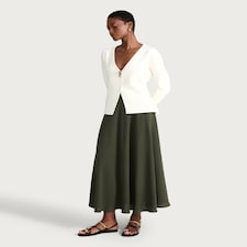 F&F A-Line Full Midi Skirt in Khaki