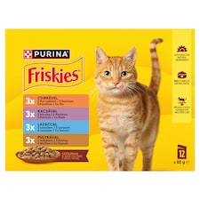 Friskies Cat Food Pouches Chicken, Duck, Salmon, Turkey in Gravy 12 x 85g