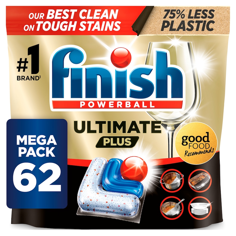 image 1 of Finish Ultimate Plus All In One 62 Dishwasher Tablets Regular 756.4g