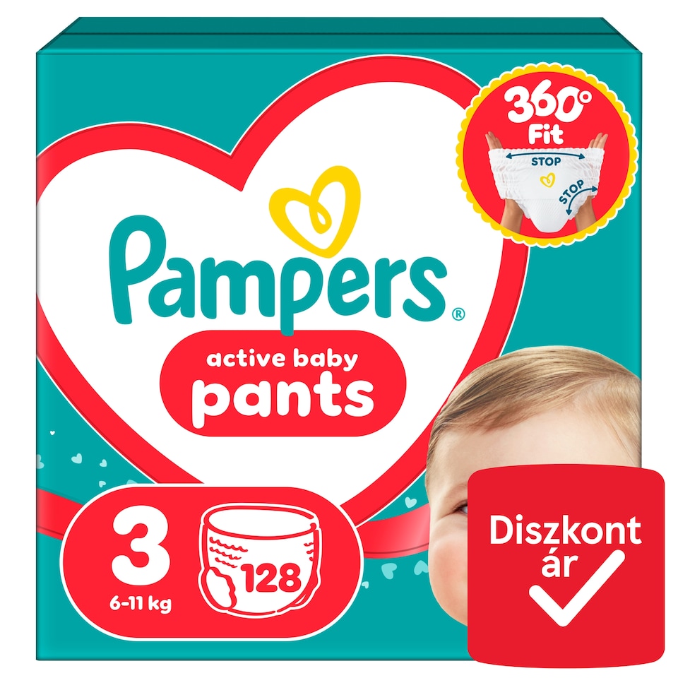 image 1 of Pampers Active Baby Pants Size 3, 128 Nappies, 6kg-11kg