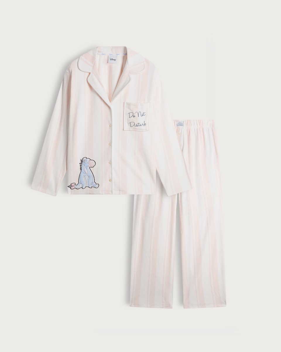 image 1 of Disney Winnie the Pooh Eeyore Do Not Disturb Pyjama Set in Multi Pink