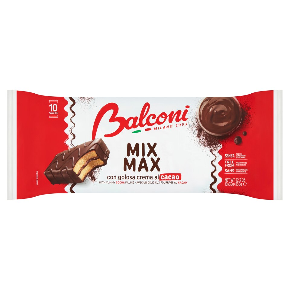 Balconi Mix Max Cacao Sweet Bakery Product Filled with Low-Fat Cocoa Coating 10 x 35 g (350 g)