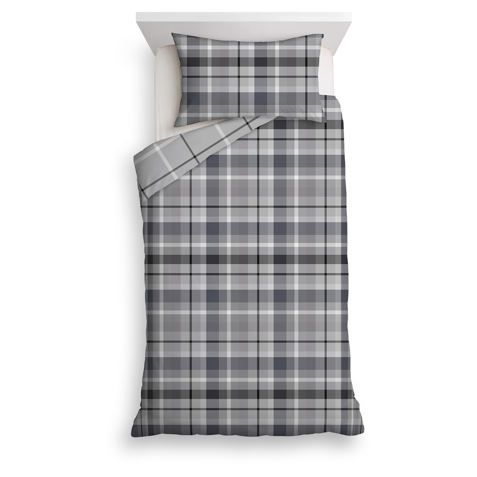 F&F Home Bedding Black Check Duvet Set Single
