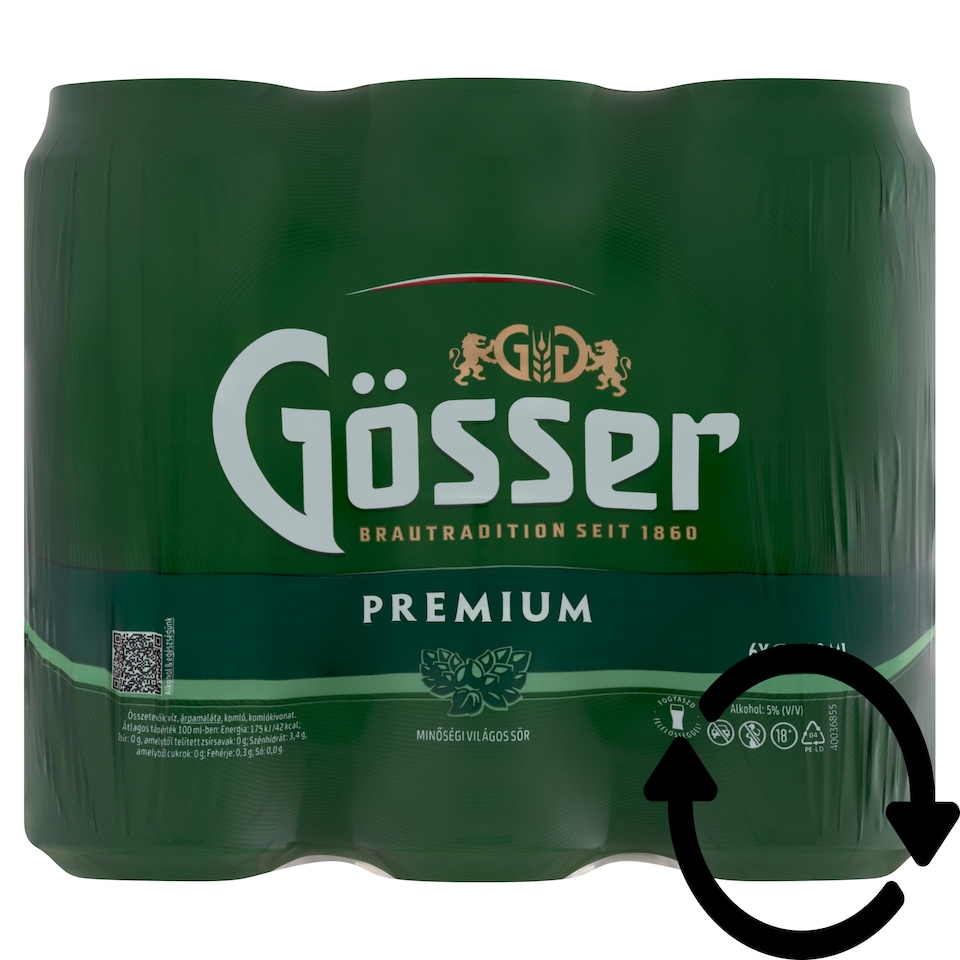 Gösser Premium minőségi világos sör 5% 6 x 500 ml