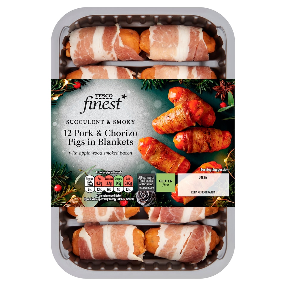 Tesco Finest 12 Chorizo Pigs In Blankets 252G