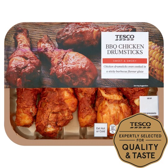 Tesco British Ready To Eat Bbq Roast Chicken Drumsticks 430G Tesco