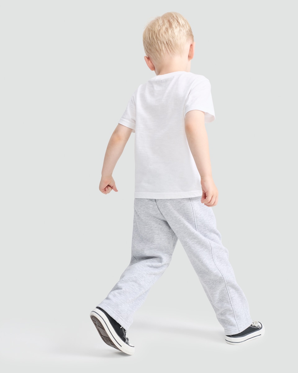 image 1 of F&F Boys Cotton Rich Wide Leg Drawstring Joggers in Grey Marl