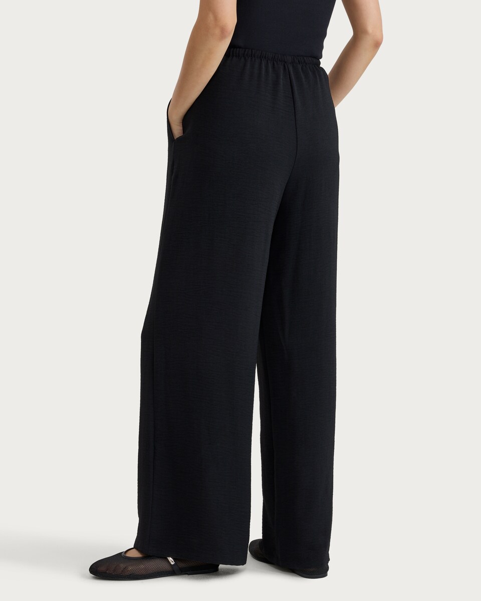 image 1 of F&F Wide Leg Drawstring Co-ord Trousers in Black