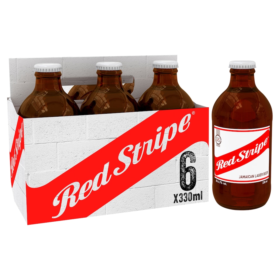 image 1 of Red Stripe Jamaican Lager Beer Bottle 6x330ml